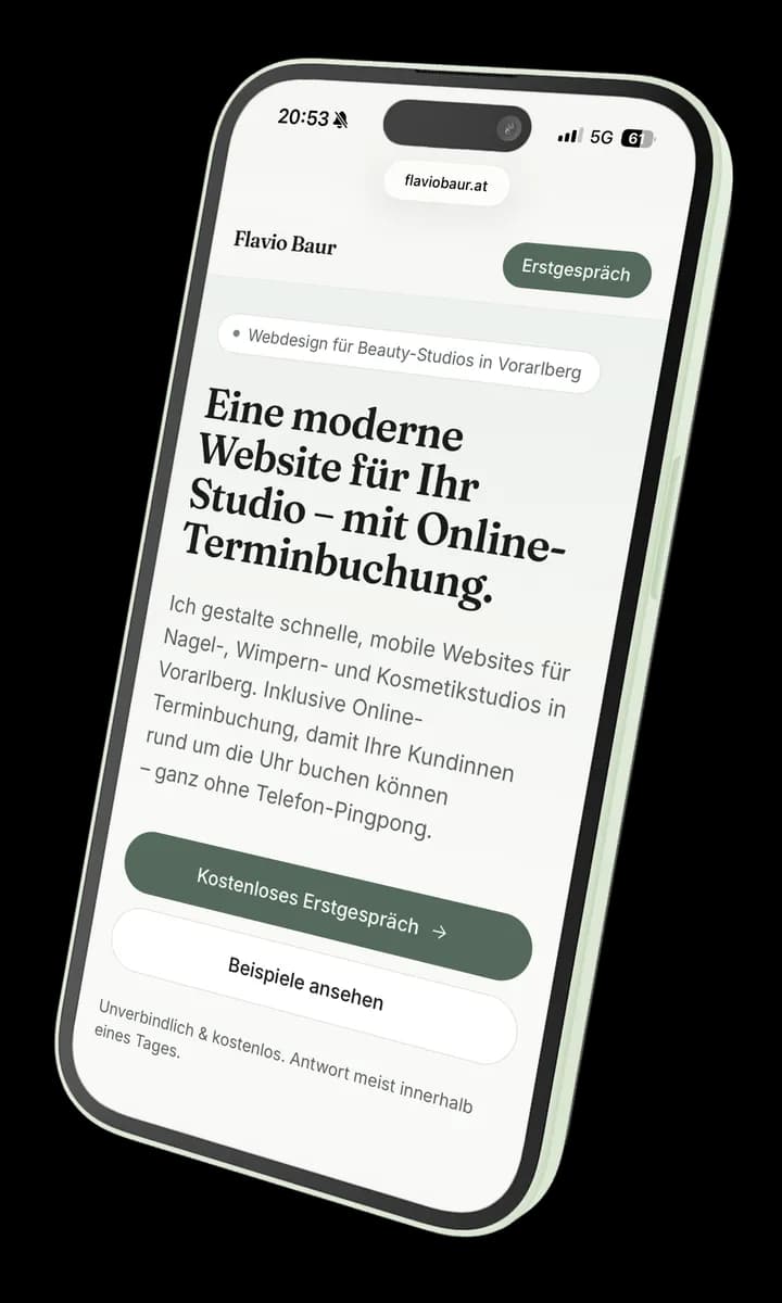 Dieselbe Website mobil auf dem Smartphone