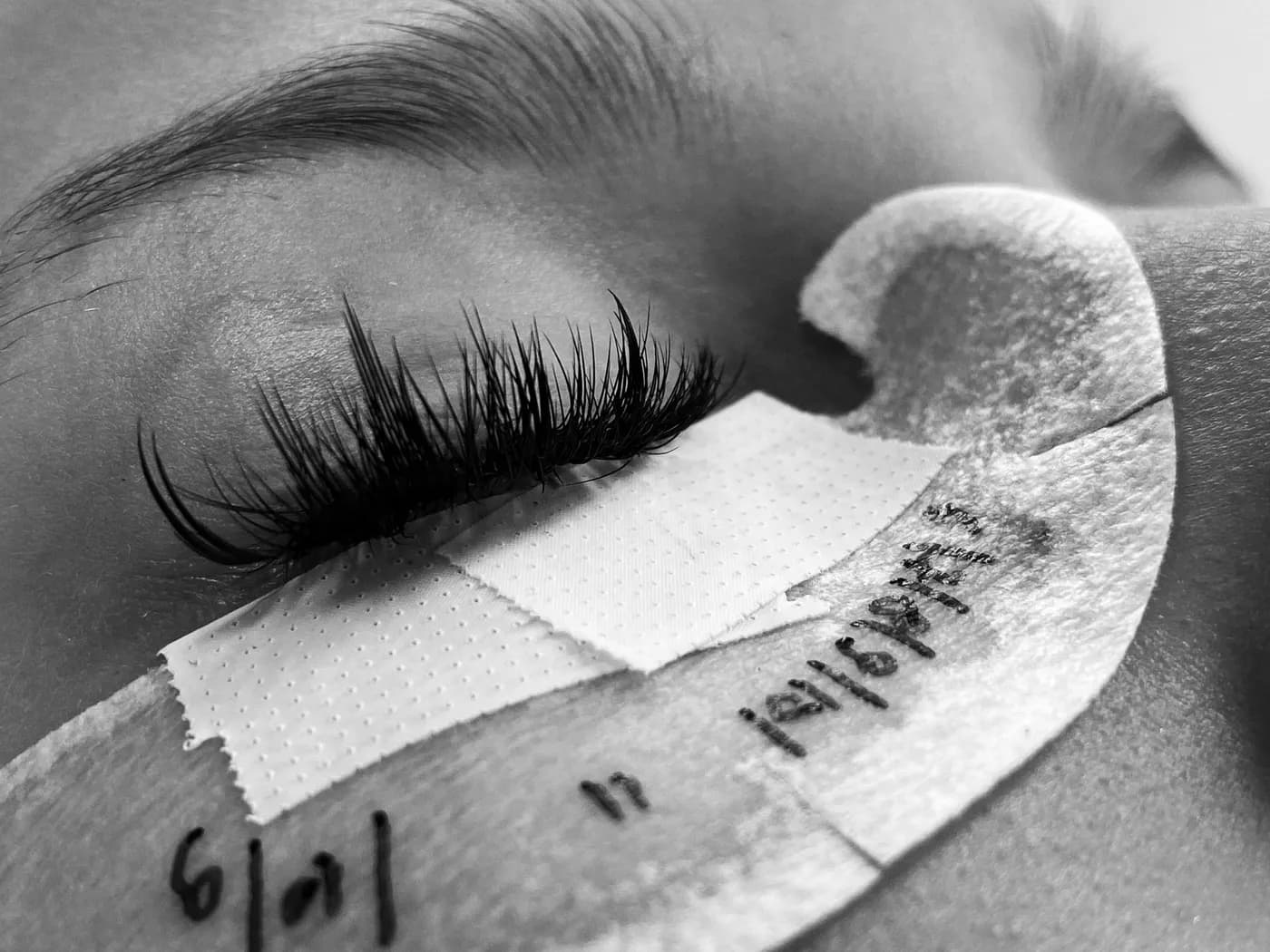 Definierte Wimpern in Schwarz-Weiß
